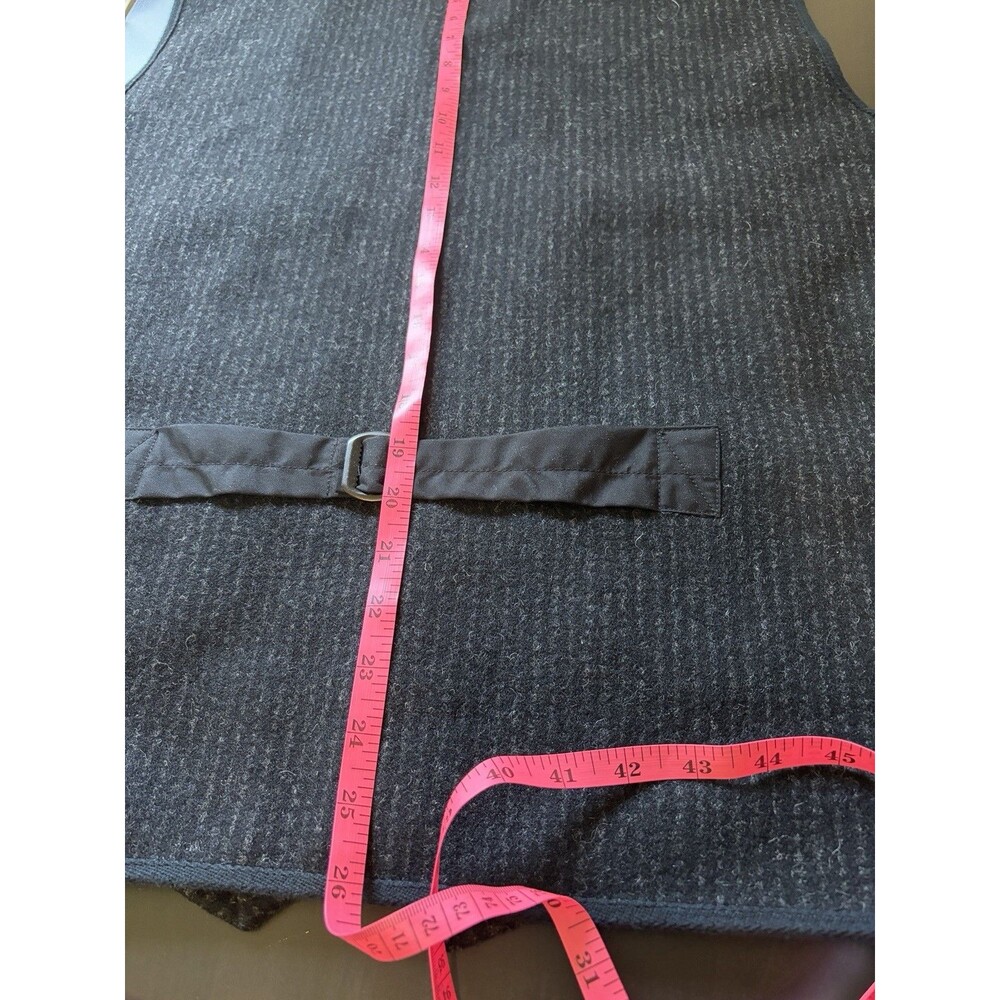 Woolrich XL Wool Blend Full Zip Utility Vest Charcoal Gray Cinch Back Pockets - Picture 7 of 10